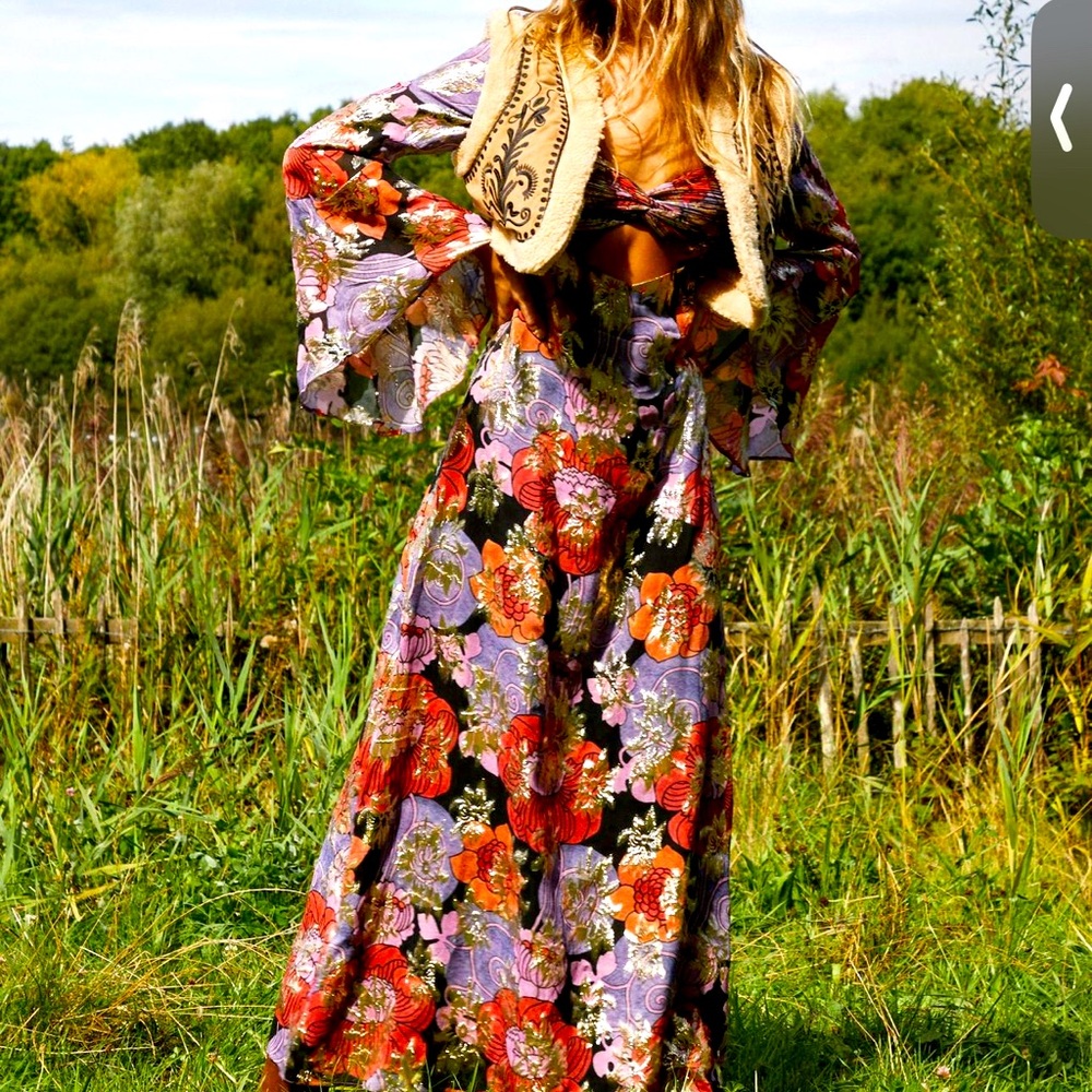 NastyGal metallic floral maxi dress